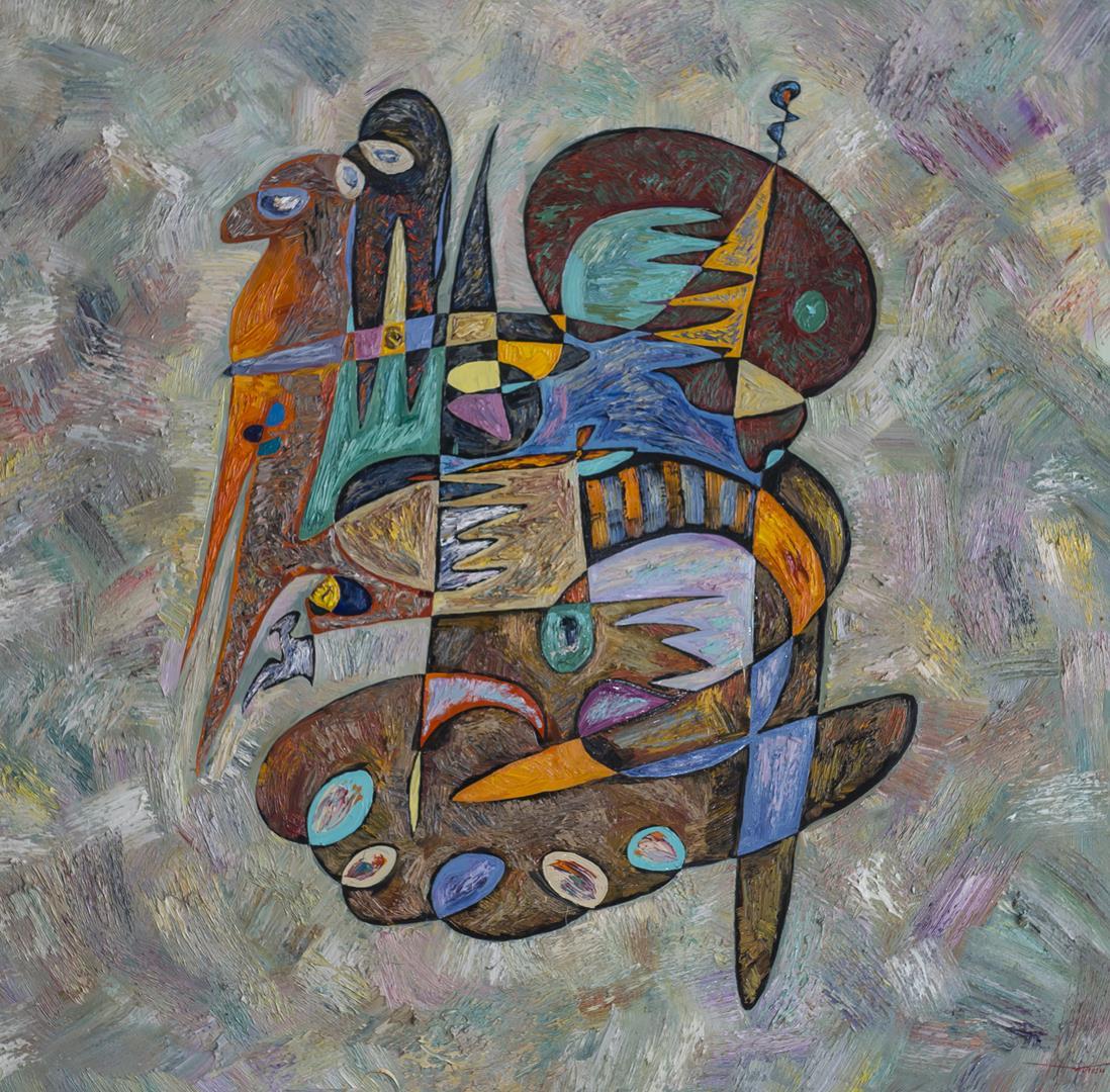 Disappointed Storks abstract painting
