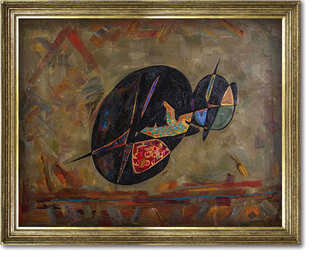Gheorghe Virtosu, Egyptian cat art oil painting,