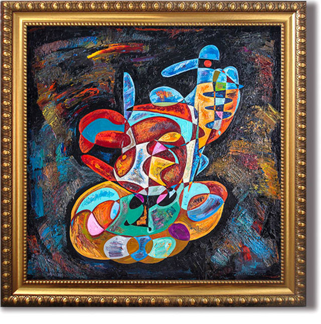 Oil painting European Optimism by contemporary artist Gheorghe Virtosu