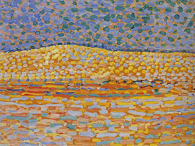 Piet Mondrian Pointillist Dune Study, Crest at Left, 1909