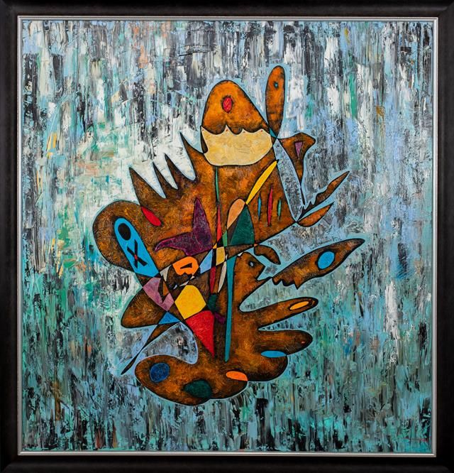 Abstract art oil painting Behind Human Mask Gheorghe Virtosu