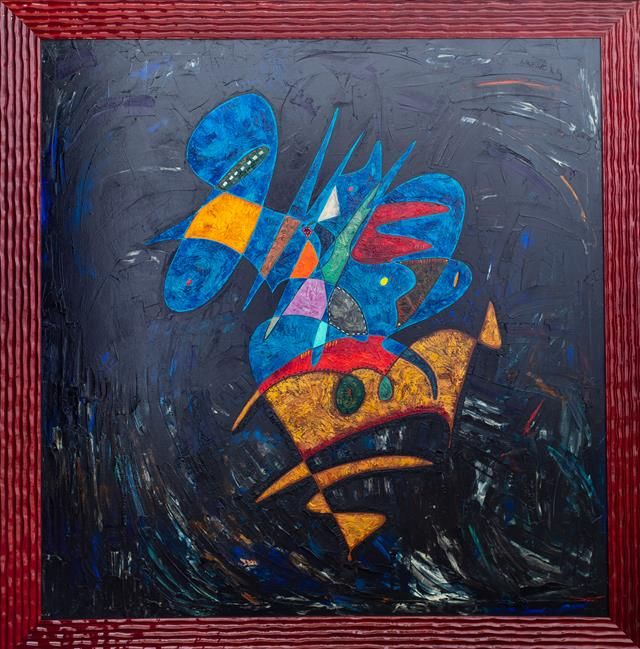 Abstract art oil painting Crown Holder Gheorghe Virtosu mob