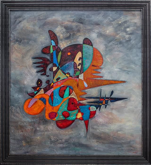 Abstract art oil painting Palestinian Spirit Gheorghe Virtosu