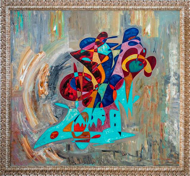 Abstract art oil painting The Savior Gheorghe Virtosu mob