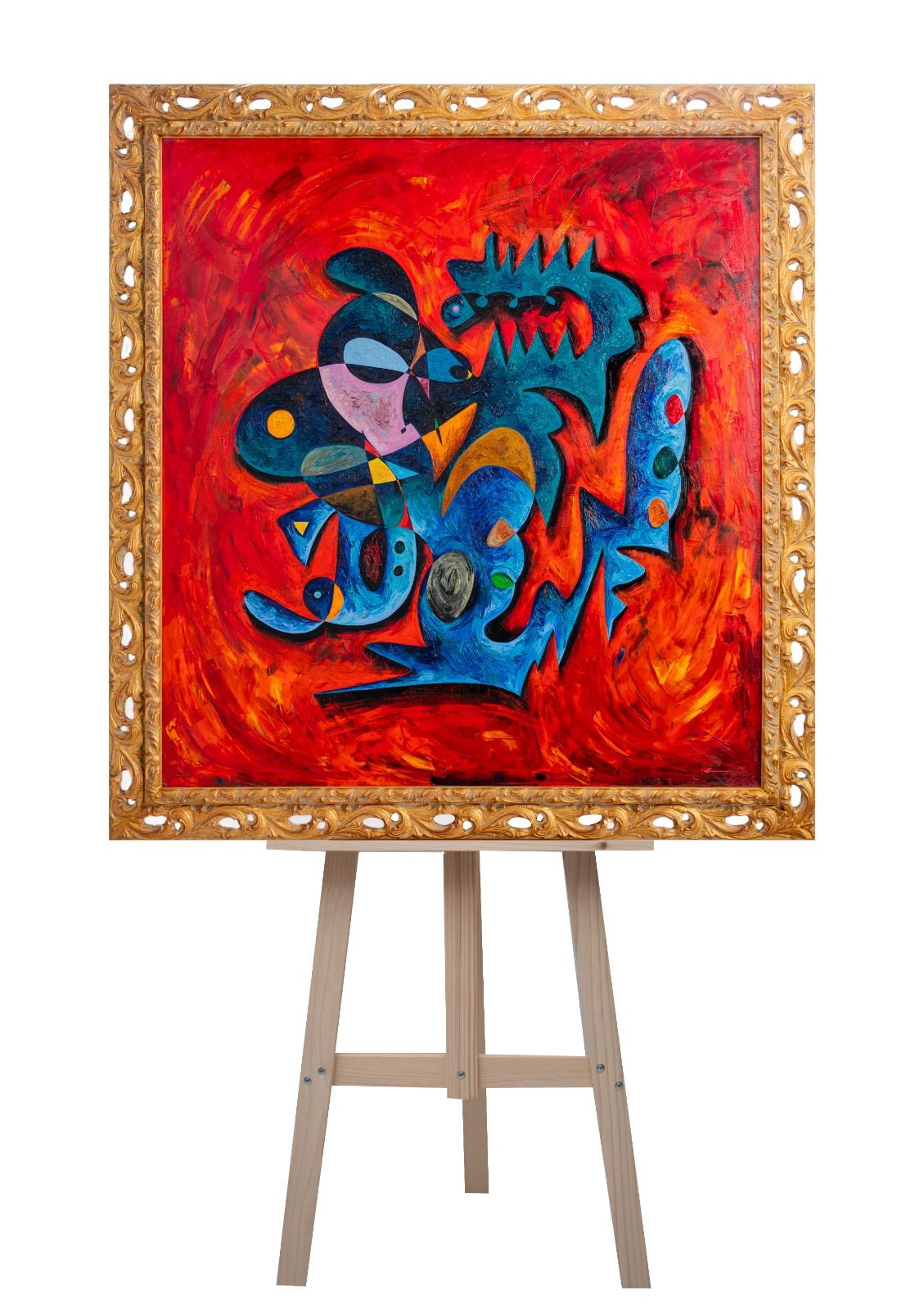 Abstract art oil painting Yasser Arafat Gheorghe Virtosu